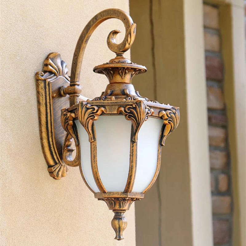 European Style Retro LED Wall Light  Waterproof Garden Outdoor Sconce Lamp Vintage Porch Lamp E27 Lighting