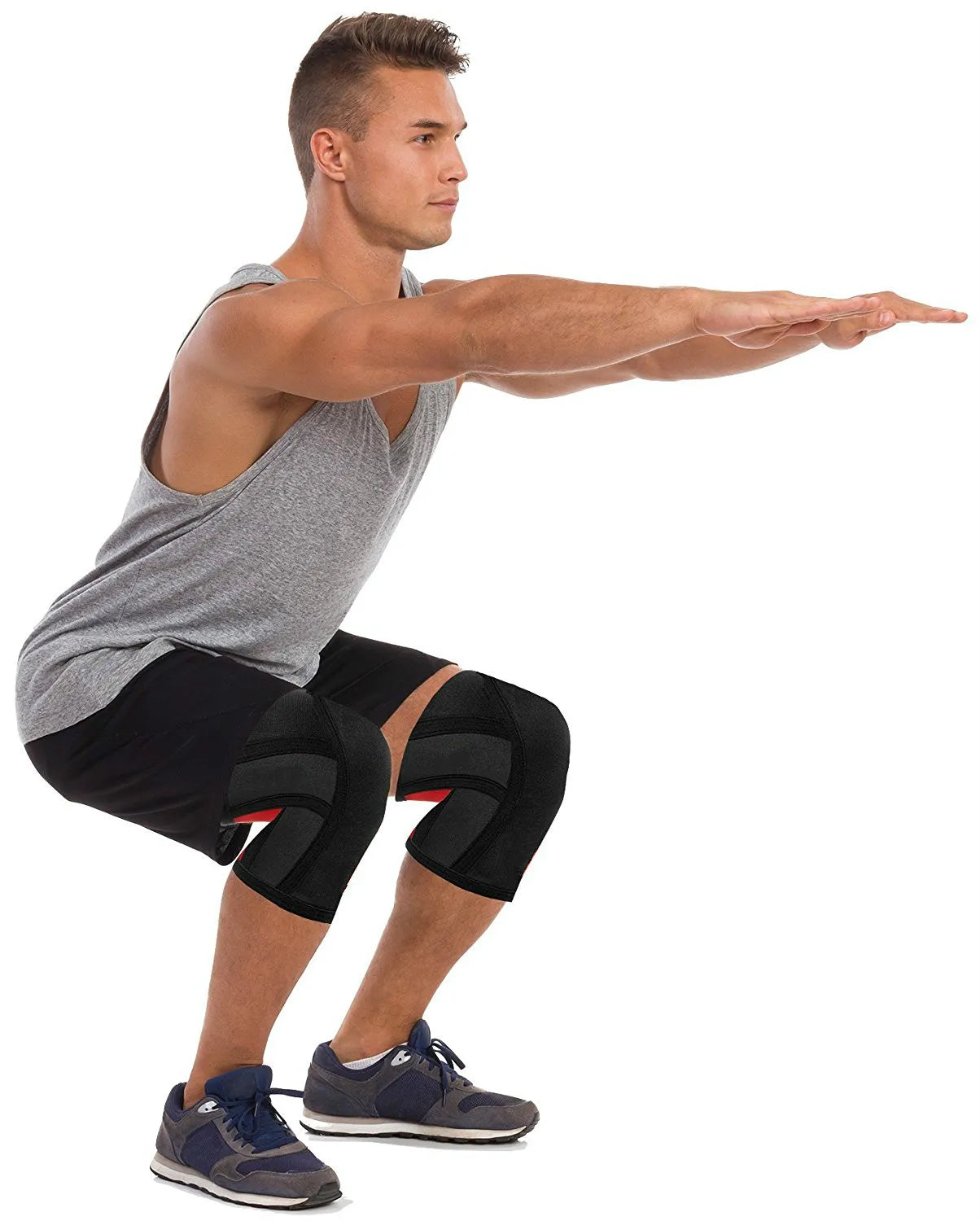 7MM Knee Sleeves Support  Injury Recovery - Neoprene Knee Brace Knee Support for Squats, Running & Gym Workout