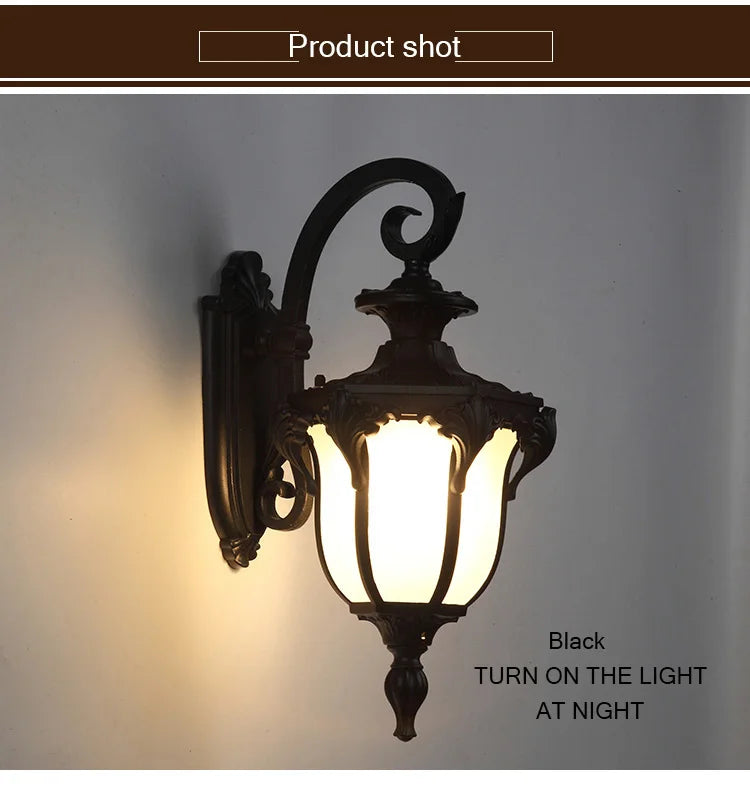 European Style Retro LED Wall Light  Waterproof Garden Outdoor Sconce Lamp Vintage Porch Lamp E27 Lighting