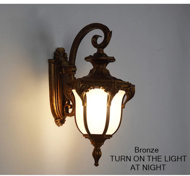 European Style Retro LED Wall Light  Waterproof Garden Outdoor Sconce Lamp Vintage Porch Lamp E27 Lighting