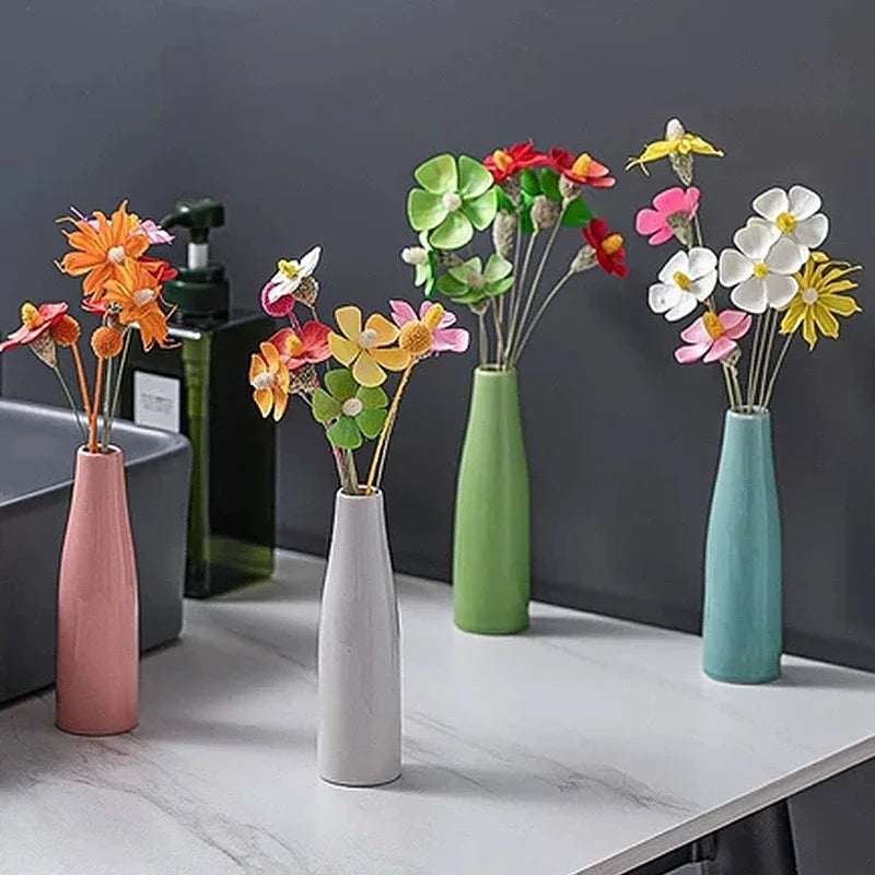 Modern Nordic Style Ceramic Vases Simple Pot Flower Arrangement for Home Office Desktop Living Room Decoration Jarrones Nordicos