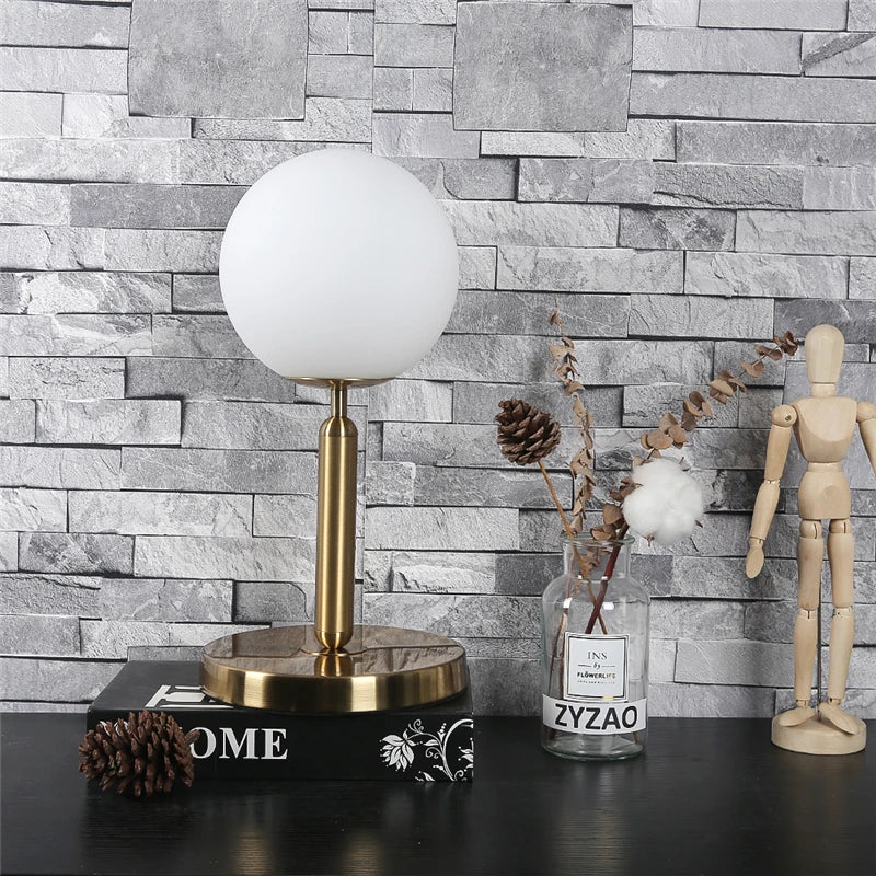 Modern Table Lamps Nordic Bedroom Bedside Creative Glass Ball Decorative Table Lights LED Simple Study Desk Light Send E27 Bulb