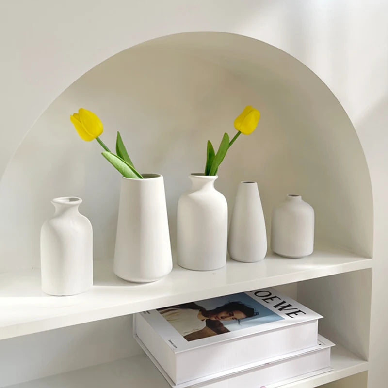 Modern Nordic Style Ceramic Vases Simple Pot Flower Arrangement for Home Office Desktop Living Room Decoration Jarrones Nordicos
