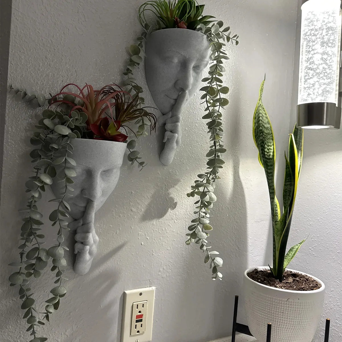 Face Art Wall Planter, Creative Greenery Decoration, Nordic-style Wall-mounted Flower Holder, Personalized Home Decor