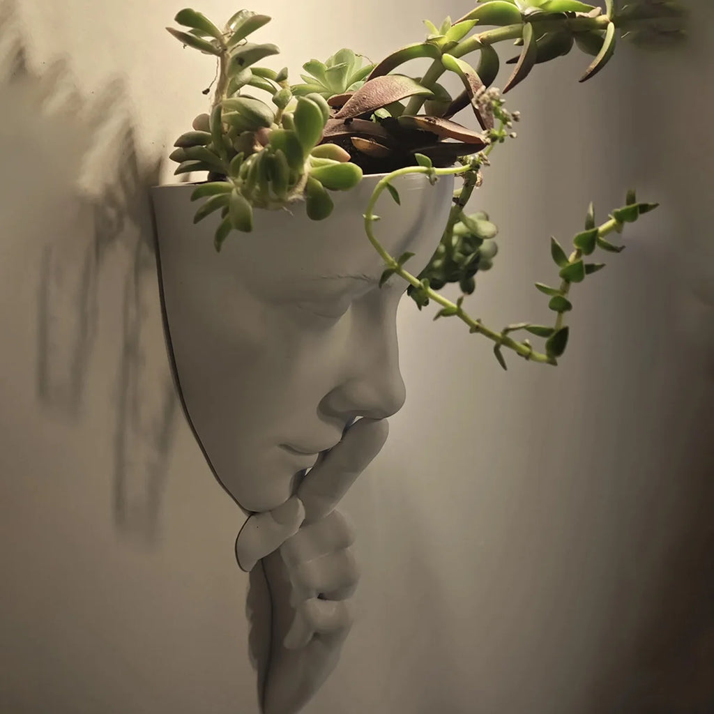 Face Art Wall Planter, Creative Greenery Decoration, Nordic-style Wall-mounted Flower Holder, Personalized Home Decor