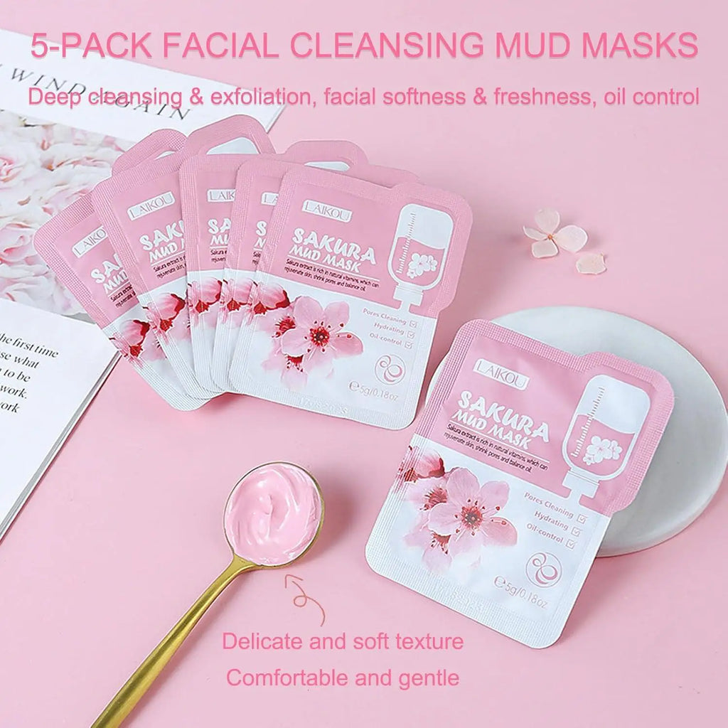 Sakura Skin Care Kit, 14pcs/set Moisturizing Facial Mask & Essence Face Cream & Eye Mask & Lip Mask, Skin Care Kit for Women