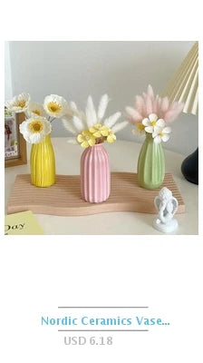 Modern Nordic Style Ceramic Vases Simple Pot Flower Arrangement for Home Office Desktop Living Room Decoration Jarrones Nordicos