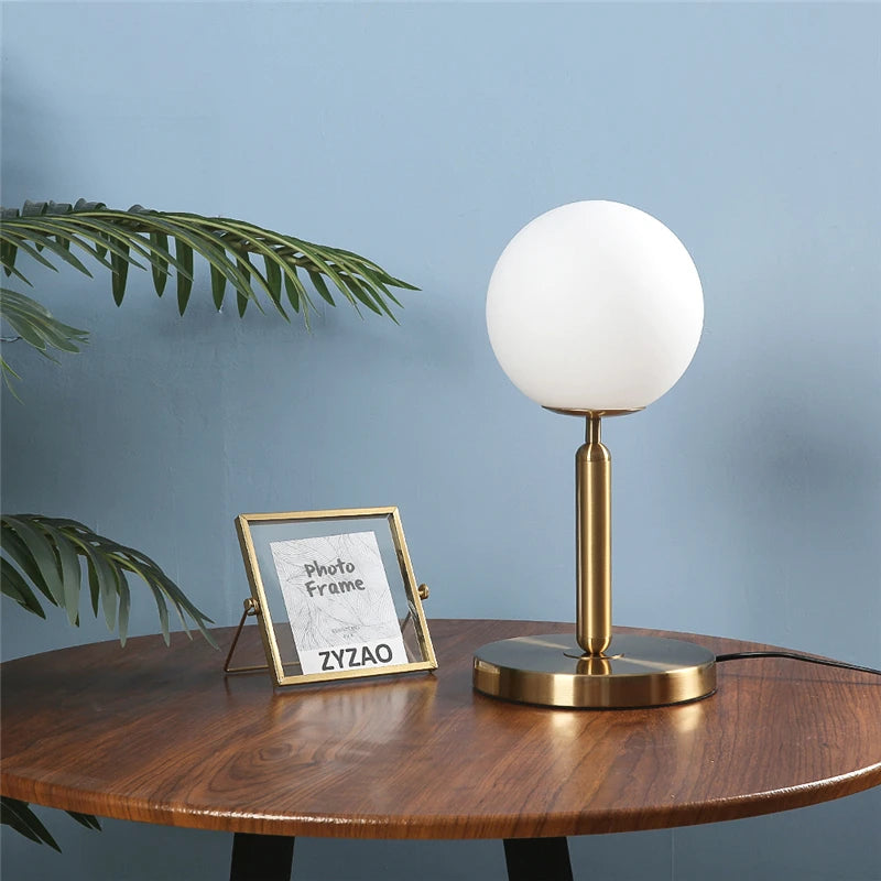 Modern Table Lamps Nordic Bedroom Bedside Creative Glass Ball Decorative Table Lights LED Simple Study Desk Light Send E27 Bulb