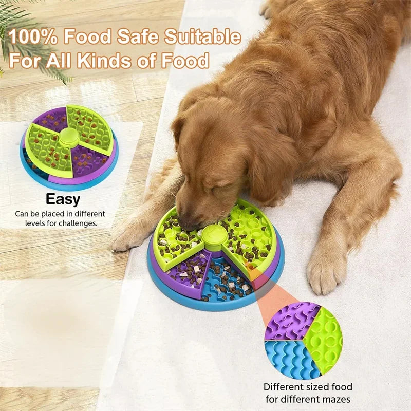 Dog Puzzle Slow Feeder Interactive Dog Puzzle Game 3 Layers Detachable Slow Eating Dog Bowl Anti-anxiety Dog Feeder Bowl