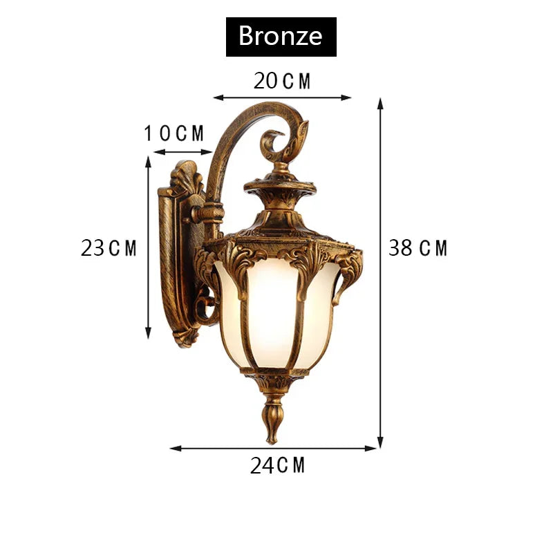 European Style Retro LED Wall Light  Waterproof Garden Outdoor Sconce Lamp Vintage Porch Lamp E27 Lighting
