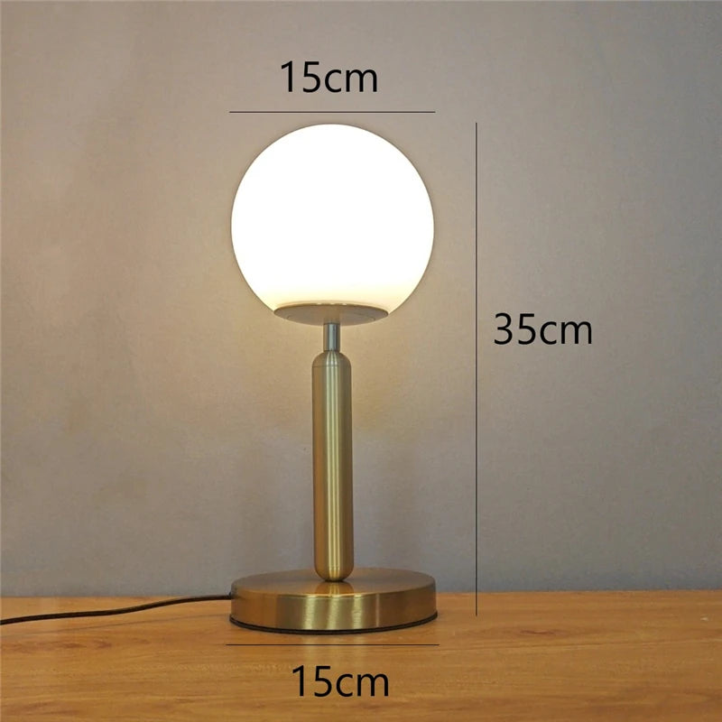Modern Table Lamps Nordic Bedroom Bedside Creative Glass Ball Decorative Table Lights LED Simple Study Desk Light Send E27 Bulb