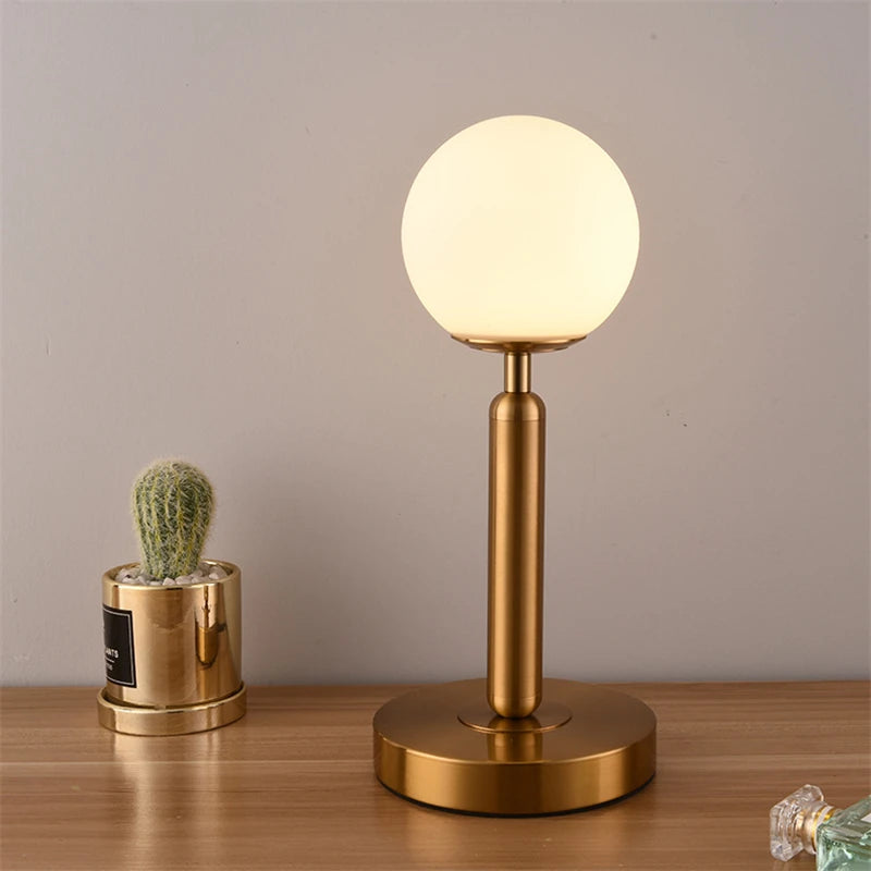 Modern Table Lamps Nordic Bedroom Bedside Creative Glass Ball Decorative Table Lights LED Simple Study Desk Light Send E27 Bulb