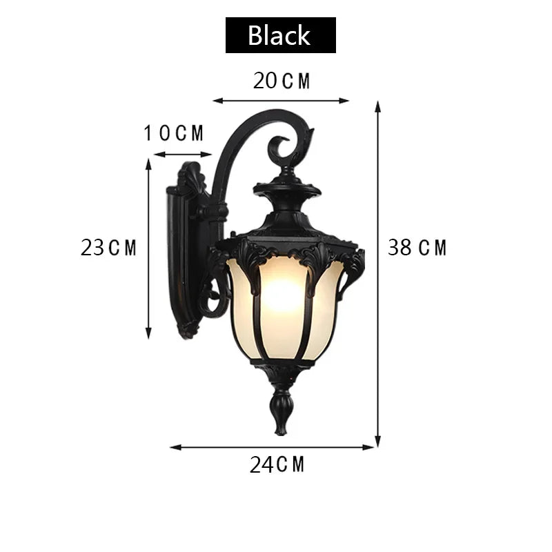 European Style Retro LED Wall Light  Waterproof Garden Outdoor Sconce Lamp Vintage Porch Lamp E27 Lighting