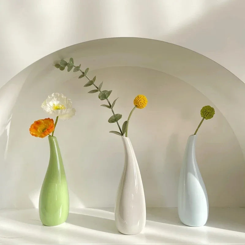 Modern Nordic Style Ceramic Vases Simple Pot Flower Arrangement for Home Office Desktop Living Room Decoration Jarrones Nordicos