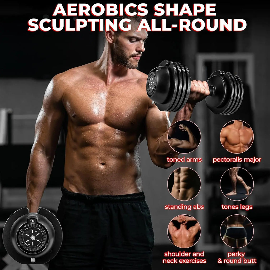 Adjustable Dumbbells 10/20/24 kg with 5 Weight Levels, Dumbbells Set with Weight Plates, Adjustable Dumbbells, Variable Weights