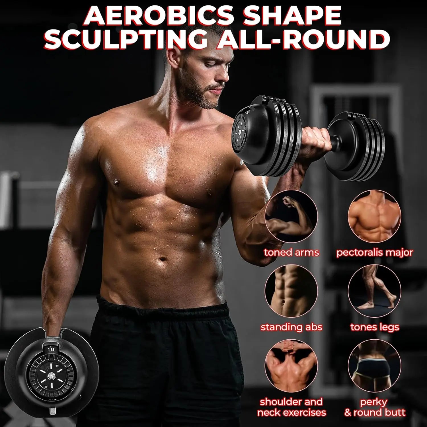 Adjustable Dumbbells 10/20/24 kg with 5 Weight Levels, Dumbbells Set with Weight Plates, Adjustable Dumbbells, Variable Weights