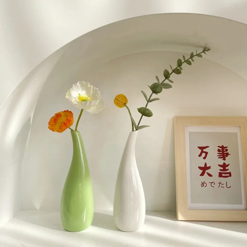 Modern Nordic Style Ceramic Vases Simple Pot Flower Arrangement for Home Office Desktop Living Room Decoration Jarrones Nordicos