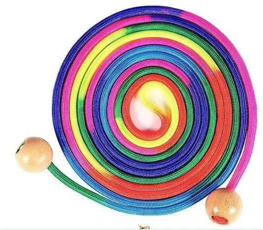 5M Rainbow Long Rope Group Skipping Children Students Speed -Fit Jump With Anti-Slip Handle School Elementary Outdoor Sports